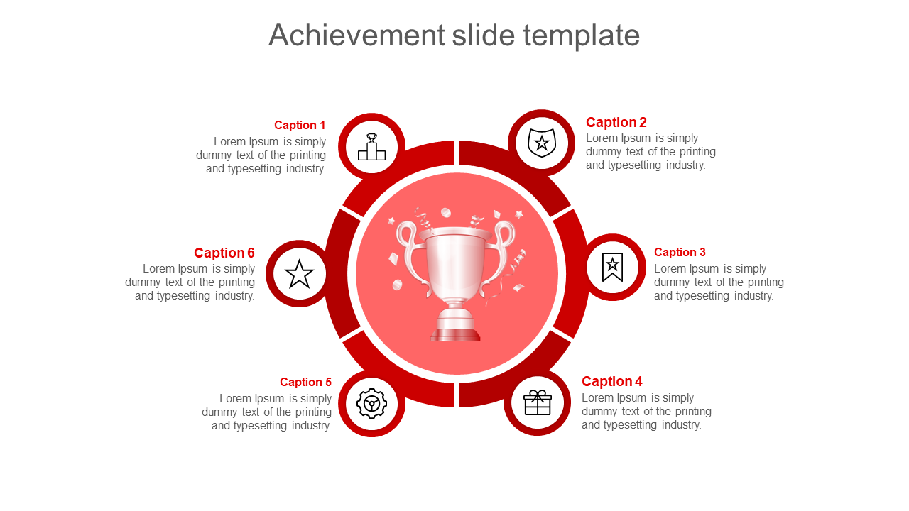 Free - Incredible Achievement Slide Template In Red Color Slide